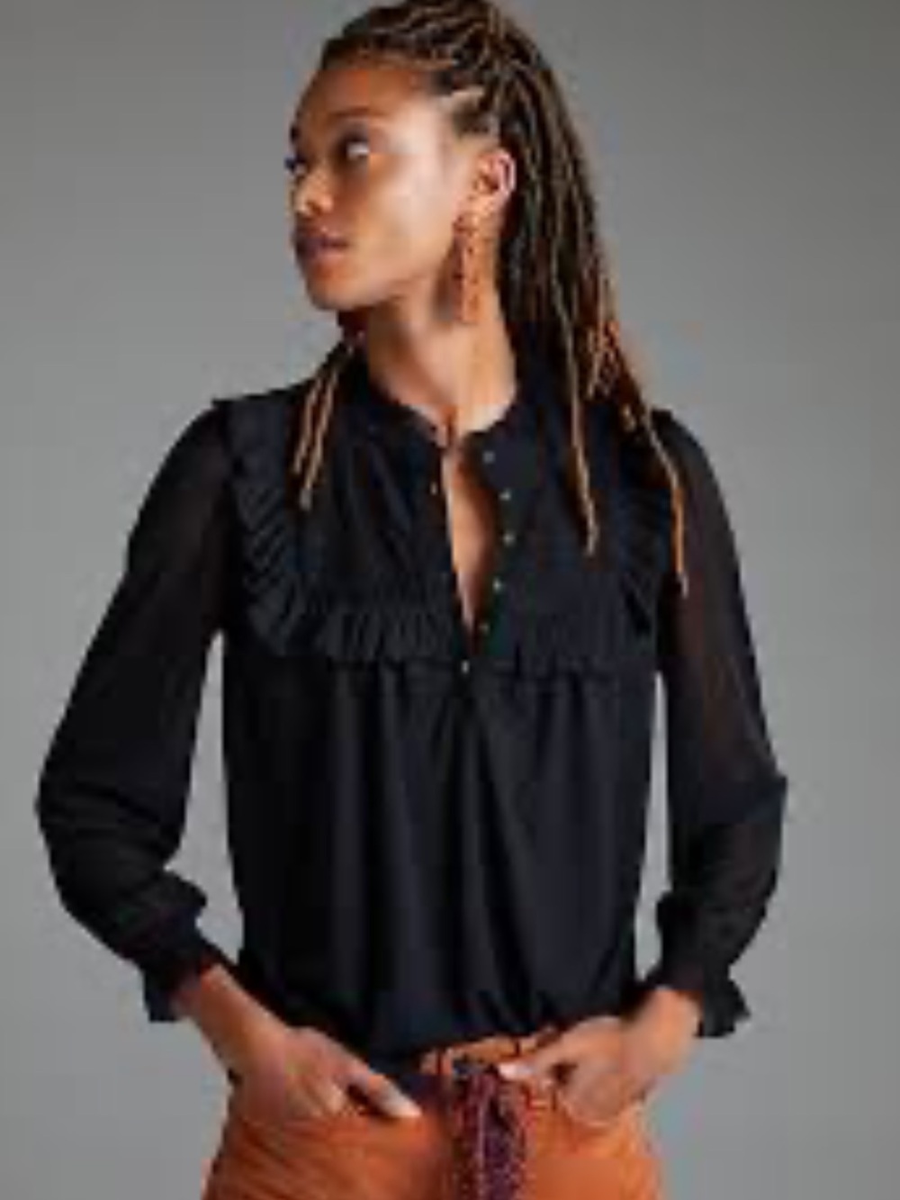Anthropologie black Long Sleeve Blouse NWT